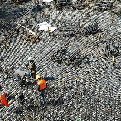 Construction site shown from above